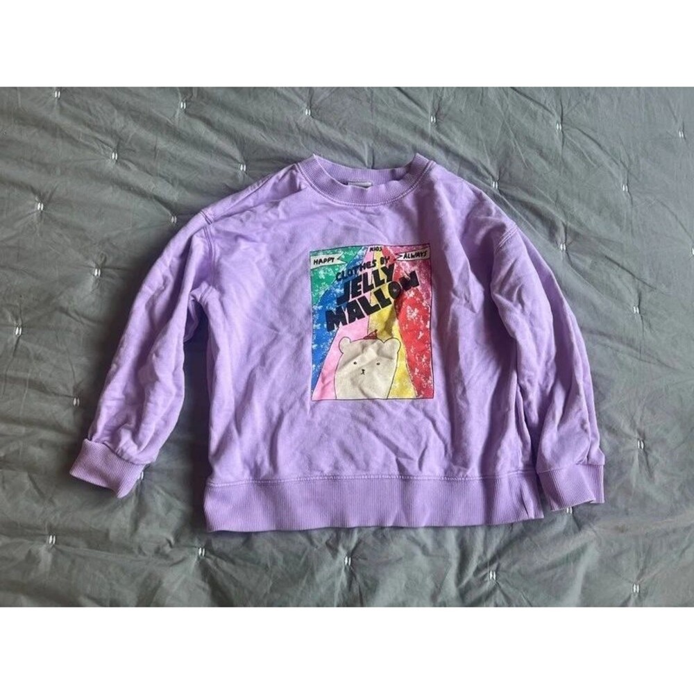 Jellymallow bear purple sweatshirt kids size 4-5Y